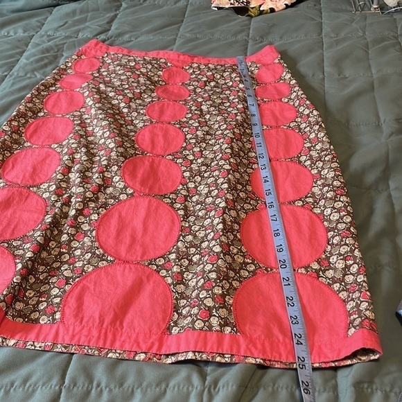 Boden Artsy Appliqué Skirt Boho Brown Pink 8L Floral Full Dot Mixed Feminine - Picture 15 of 16